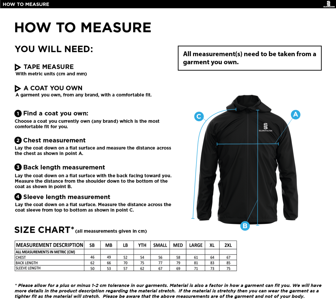 GREAT BUDWORTH CC Dual Elite 1/4 Zip Hoody / Rain Jacket : Navy - Size Guide