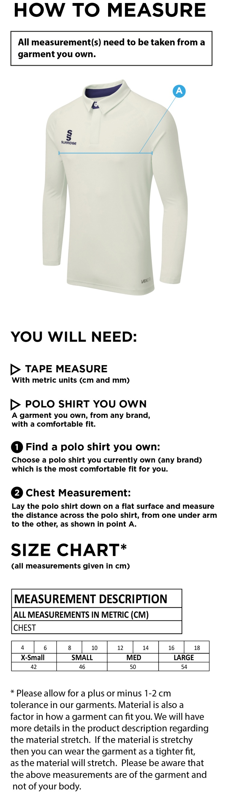 GREAT BUDWORTH CC DUAL LONG SLEEVE CRICKET SHIRT (WOMENS)-Ivory - Size Guide