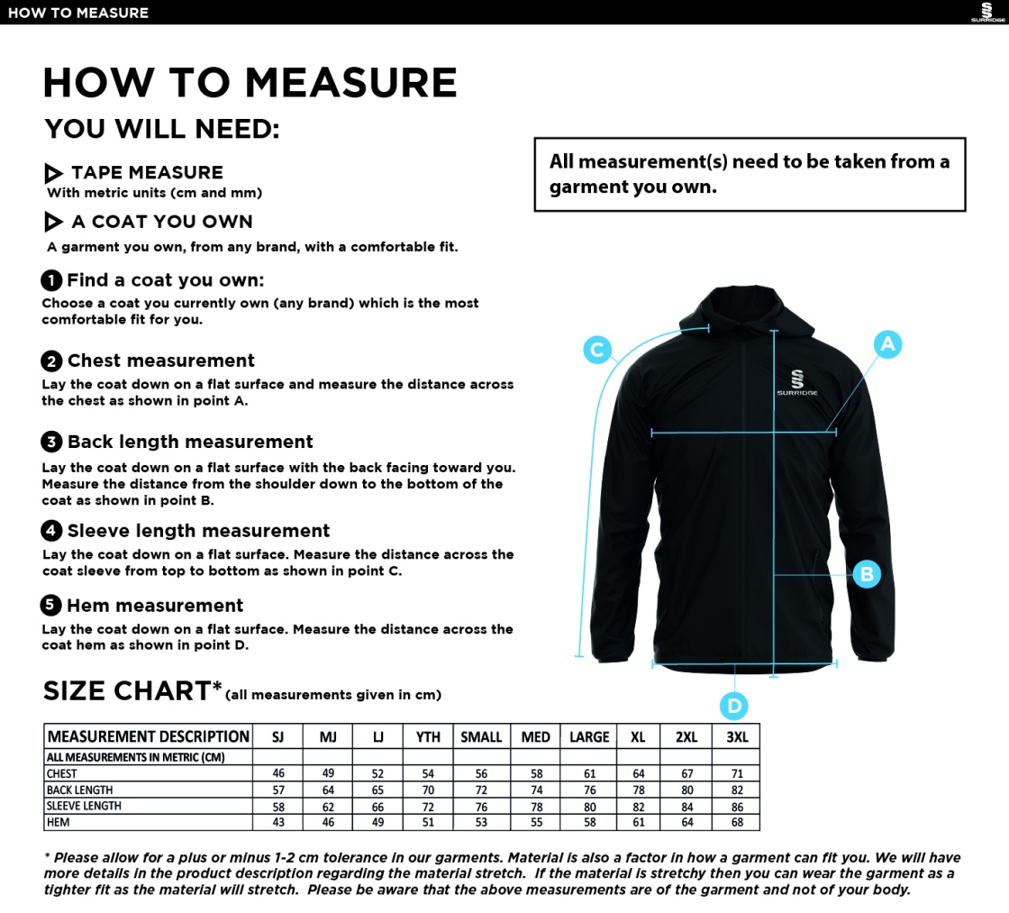 GREAT BUDWORTH CC Dual Elite 1/4 Zip Hoody / Rain Jacket : Navy - Size Guide