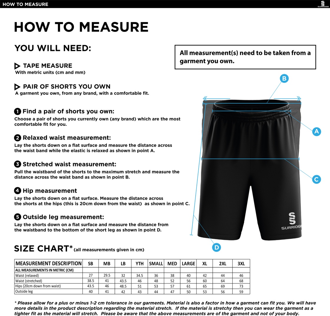 Great Budworth CC - Blade Shorts - Size Guide